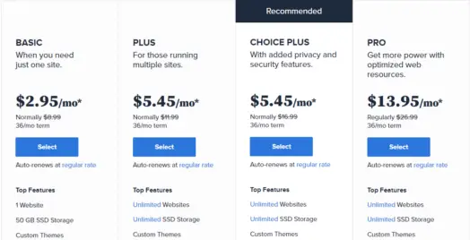 Bluehost Plans