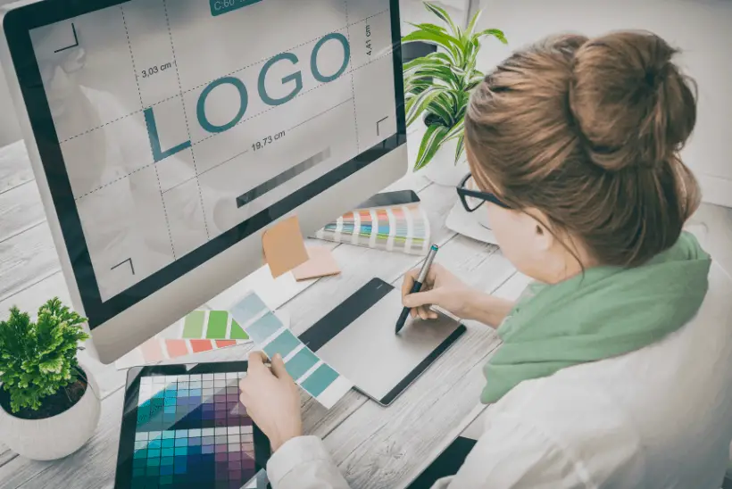 freelance graphic designer creating logo