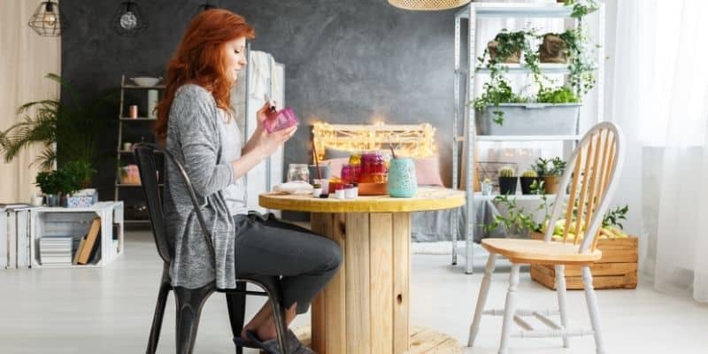 woman sitting at table