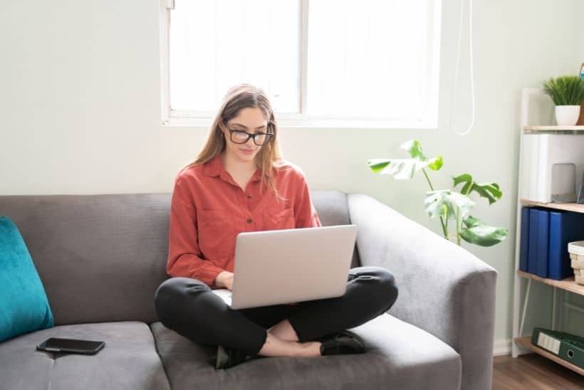 woman working on laptop