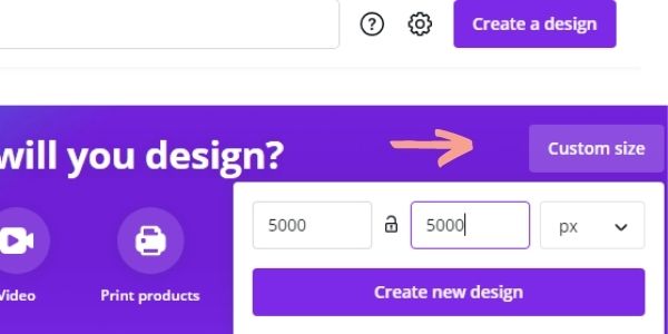 Custom size canva