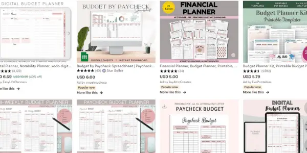 budget planner etsy