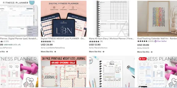 fitness planner etsy