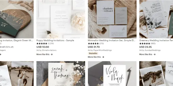 wedding invites on Etsy