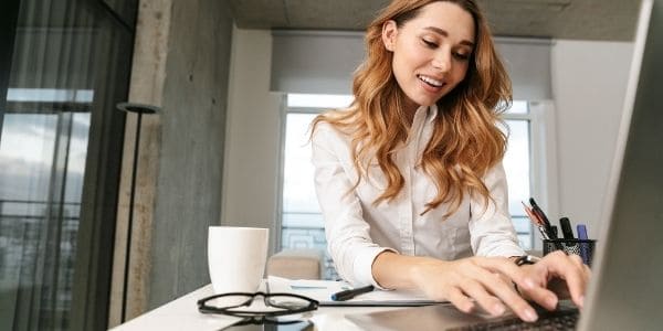 woman using laptop