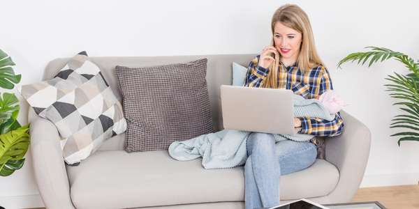 woman blogging at home