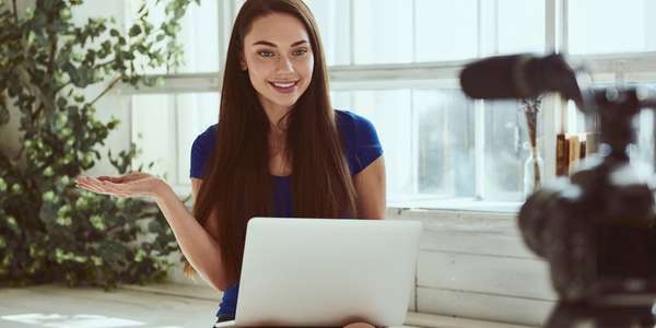 blogger with laptop