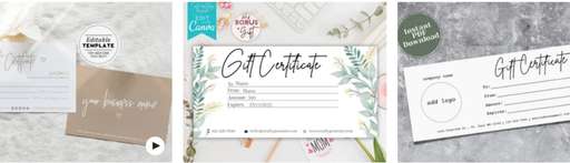 gift certificate to sell on Etsy