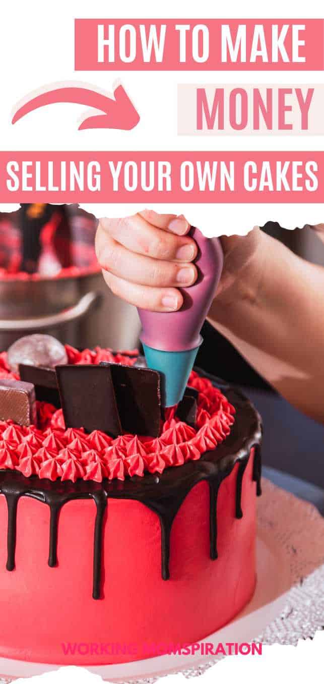 woman decorating cake