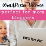 Mom blogger on laptop with child next to her