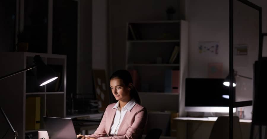 woman working on computer in office