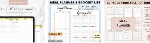 meal planner to sell on Etsy